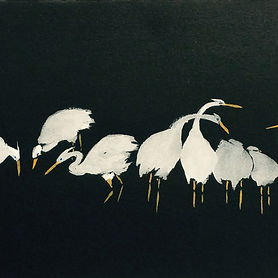 Herons painting by Talia Lehavi
