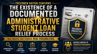 FREEDMEN NATION CONFIRMS THE EXISTENCE OF A DOCUMENTED ADMINISTRATIVE STUDENT LOAN RELIEF PROCESS