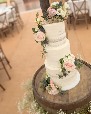 semi naked wedding cake