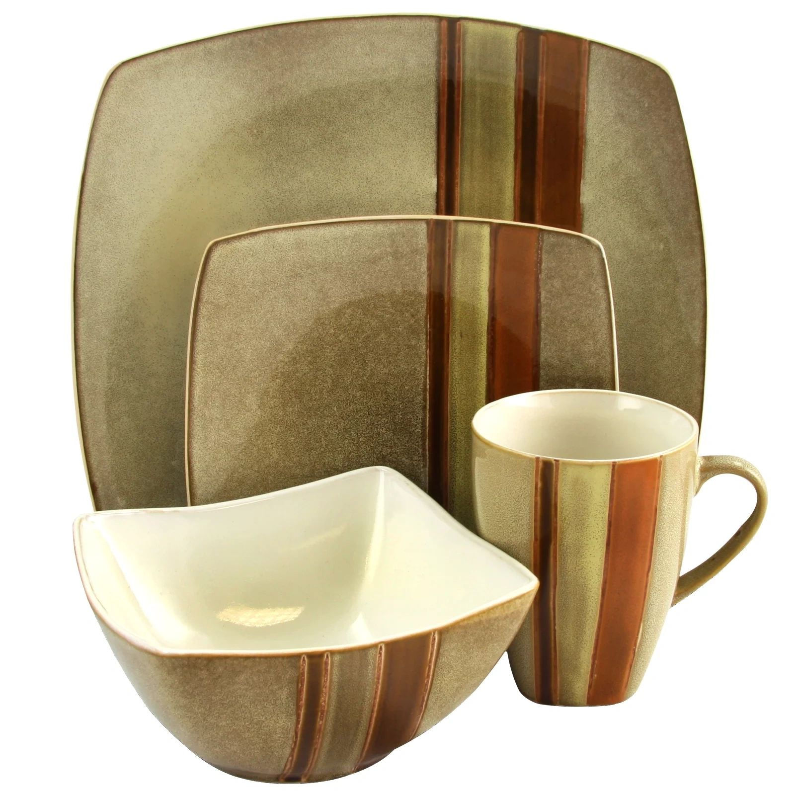 Gibson Regent Classic 16 Piece Dinnerware Set in Taupe