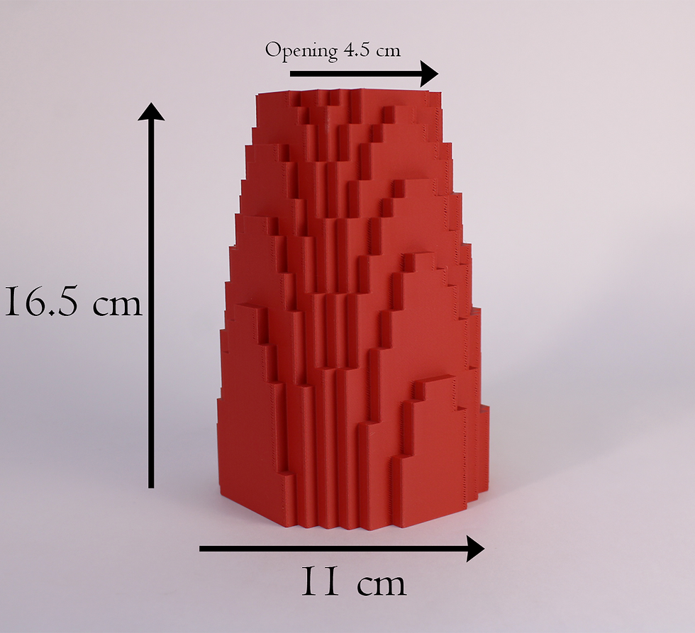 ode vaas voor LEGO bloemen met afmetingen 16,5 cm hoog, 11 cm breed