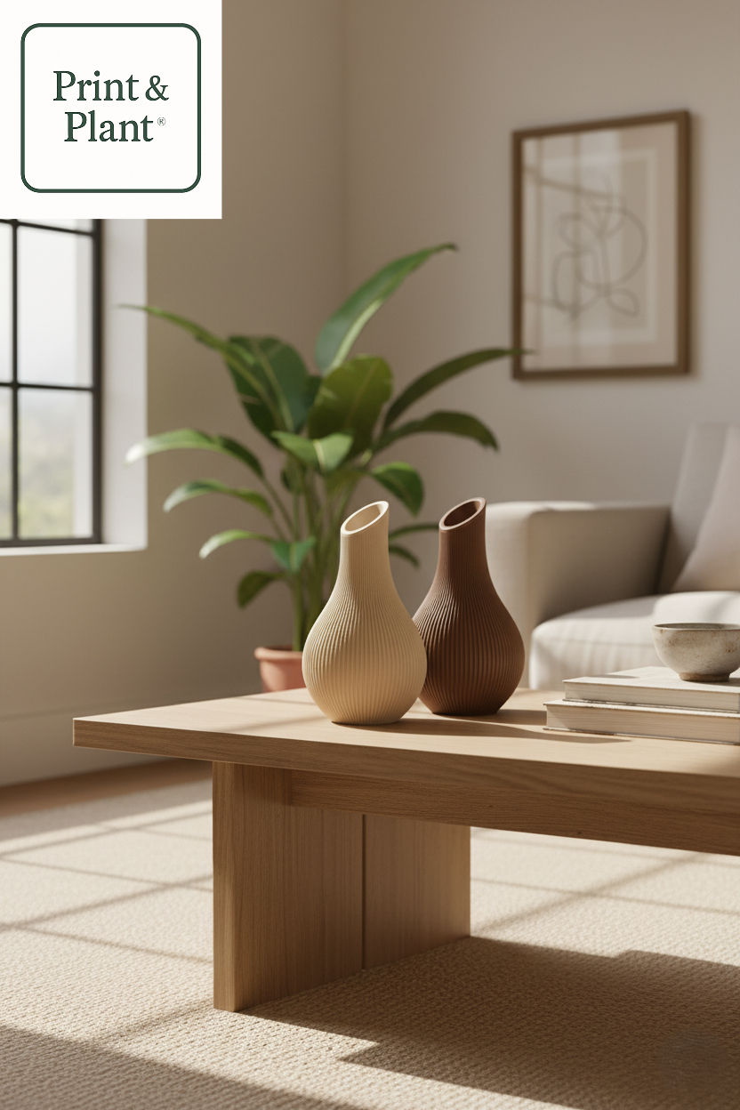 Japandi vaas beige en bruin