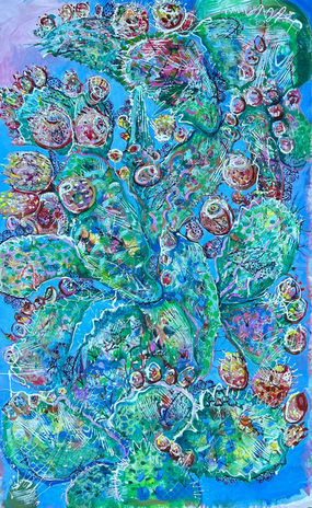 Colourful abstract painting by Nadine Bastow