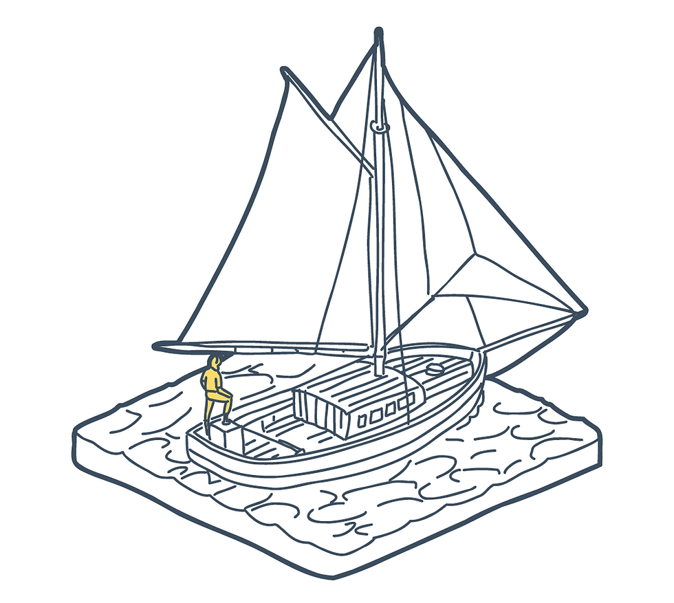 isometric illustration of a yacht.