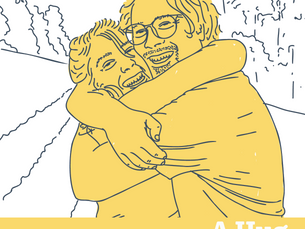 Illustration, two people hugging
