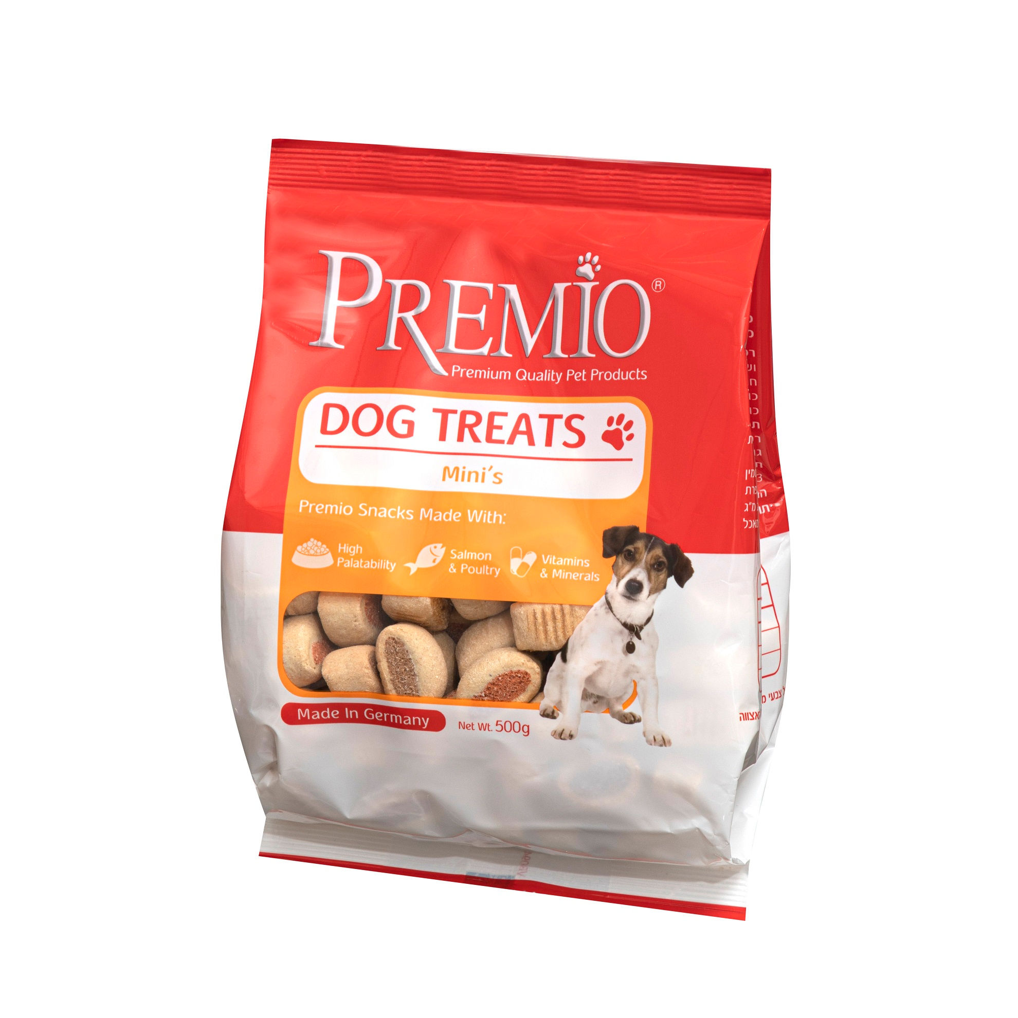 פרמיו חטיף ביסקוויט סלמון ועוף לכלבים 500 גרם Premio