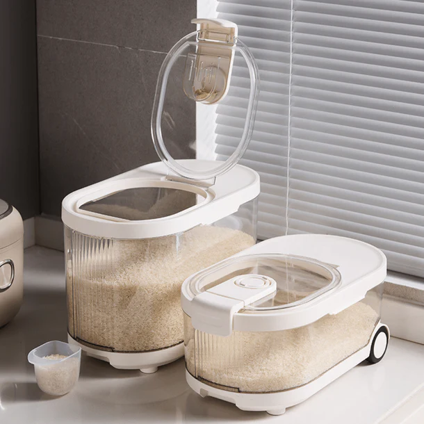 Rice Storage Container With Measuring Cup