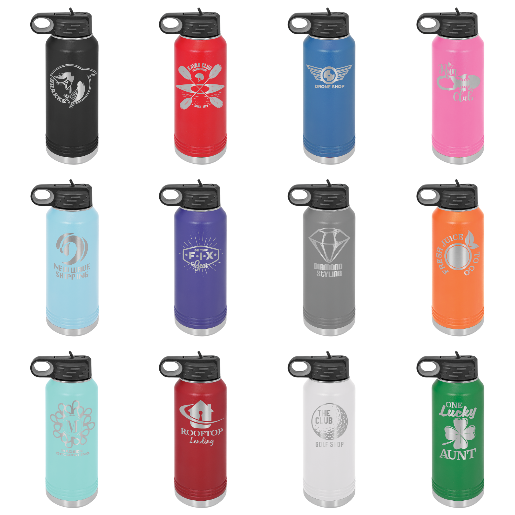 Laser Engraved 32 oz. Stainless Steel Water Bottle