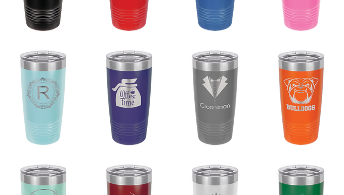 Laser Engraved 20 oz. Stainless Steel Tumblers