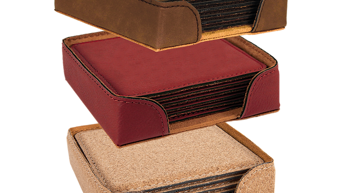 Traditional Design Laser Engraved Coaster Set (6-Pack)