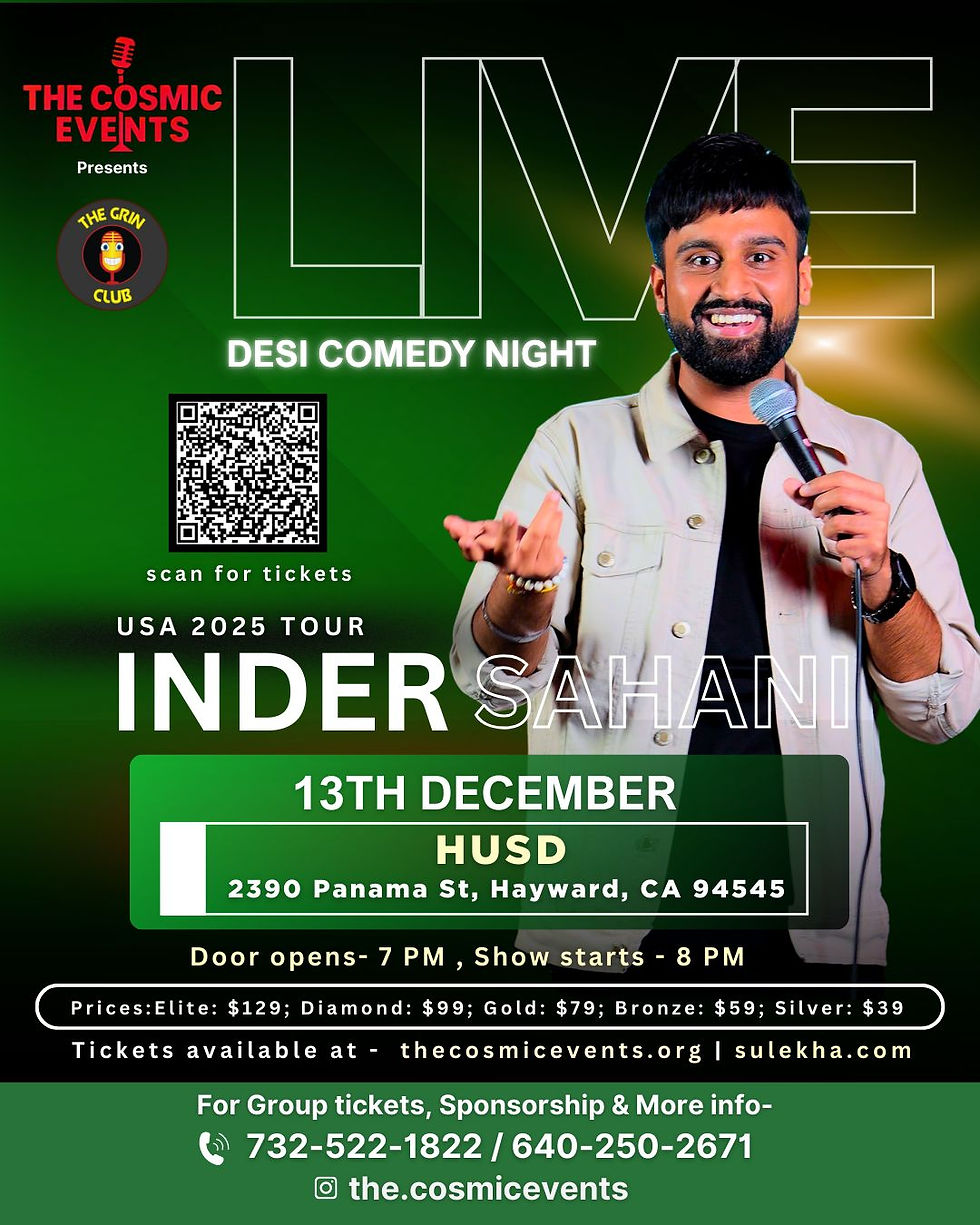 Inder Sahani Stand-Up Comedy Live 2025 in Bay Area