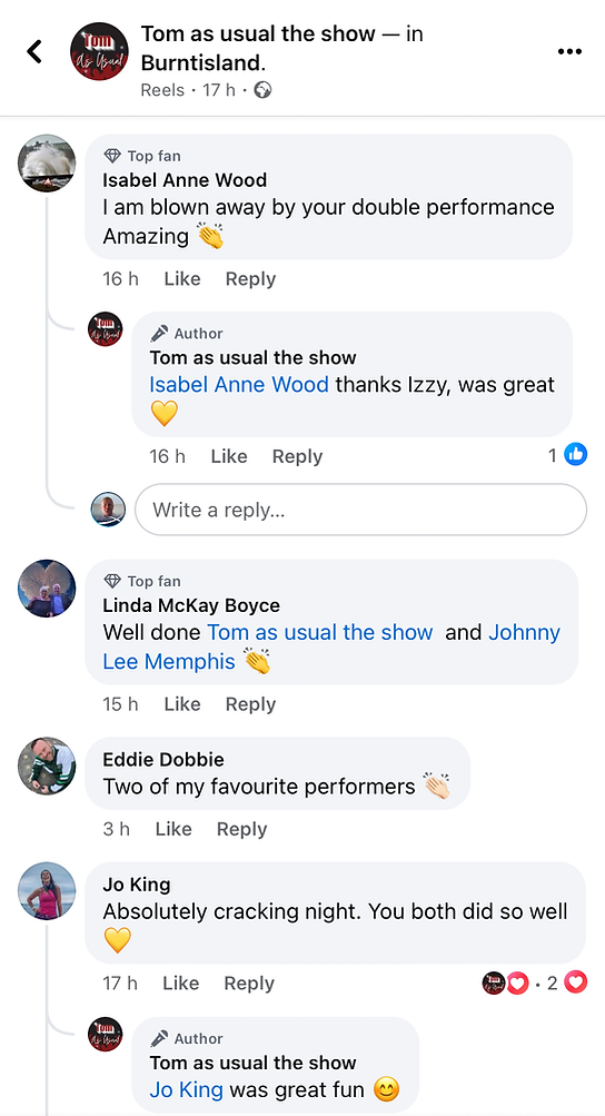 Tom meets Elvis reviews from performance