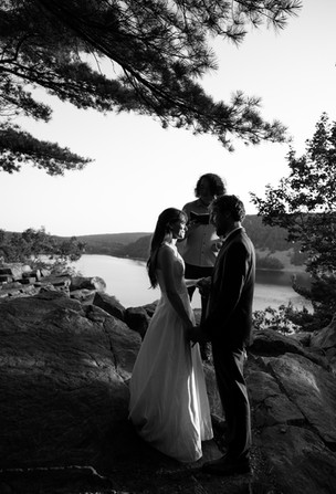east bluff trail elopement ceremony at sunset at devils lake state park