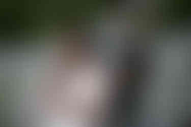 bride and groom on tumbled rocks trail devils lake