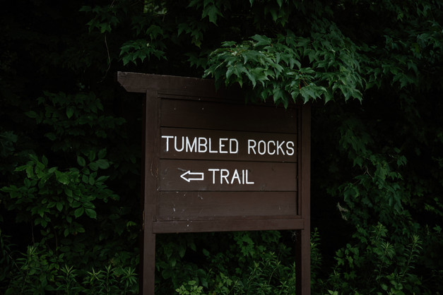 tumbled rocks trail sign devils lake