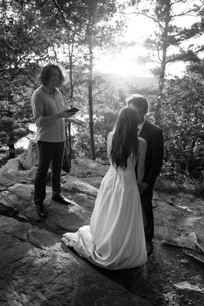 east bluff trail elopement ceremony at sunset at devils lake state park