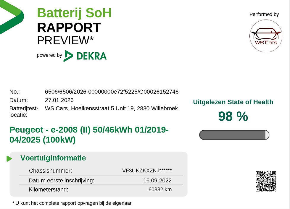 SoH-certificaat Peugeot e-2008