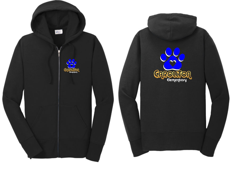 Thumbnail: Carollton Elementary ~ Women's Fit Full-Zip Hoodie ~ Pawprint Design