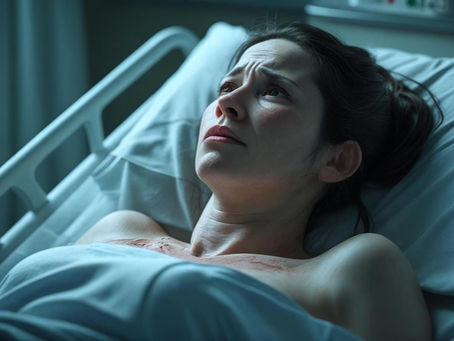 Uma mulher angustiada em trabalho de parto