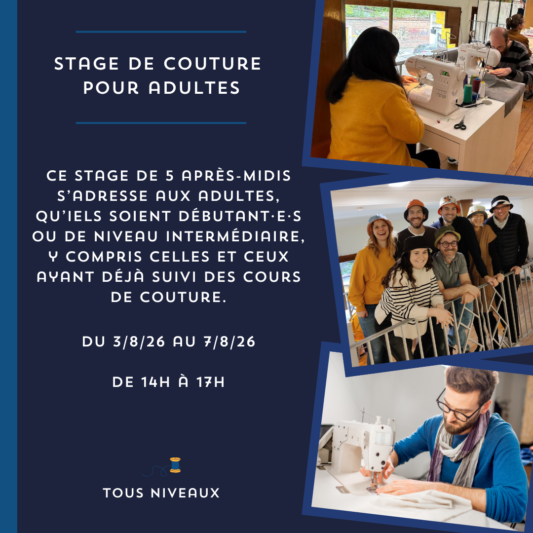 R-Use Fabrik / stage couture / stage adulte couture / initiation couture / Bruxelles / Ixelles