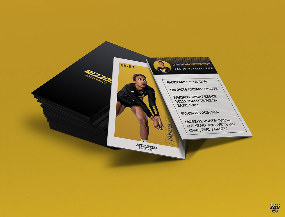 Dariana Hollingsworth of Mizzou Volleyball trading card
