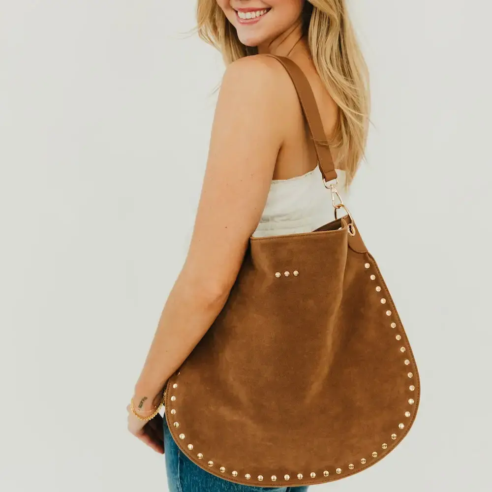 Mina Riveted SuedeHobo Bag