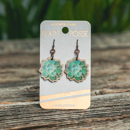 Succulent Dangle Earrings Plant Posse