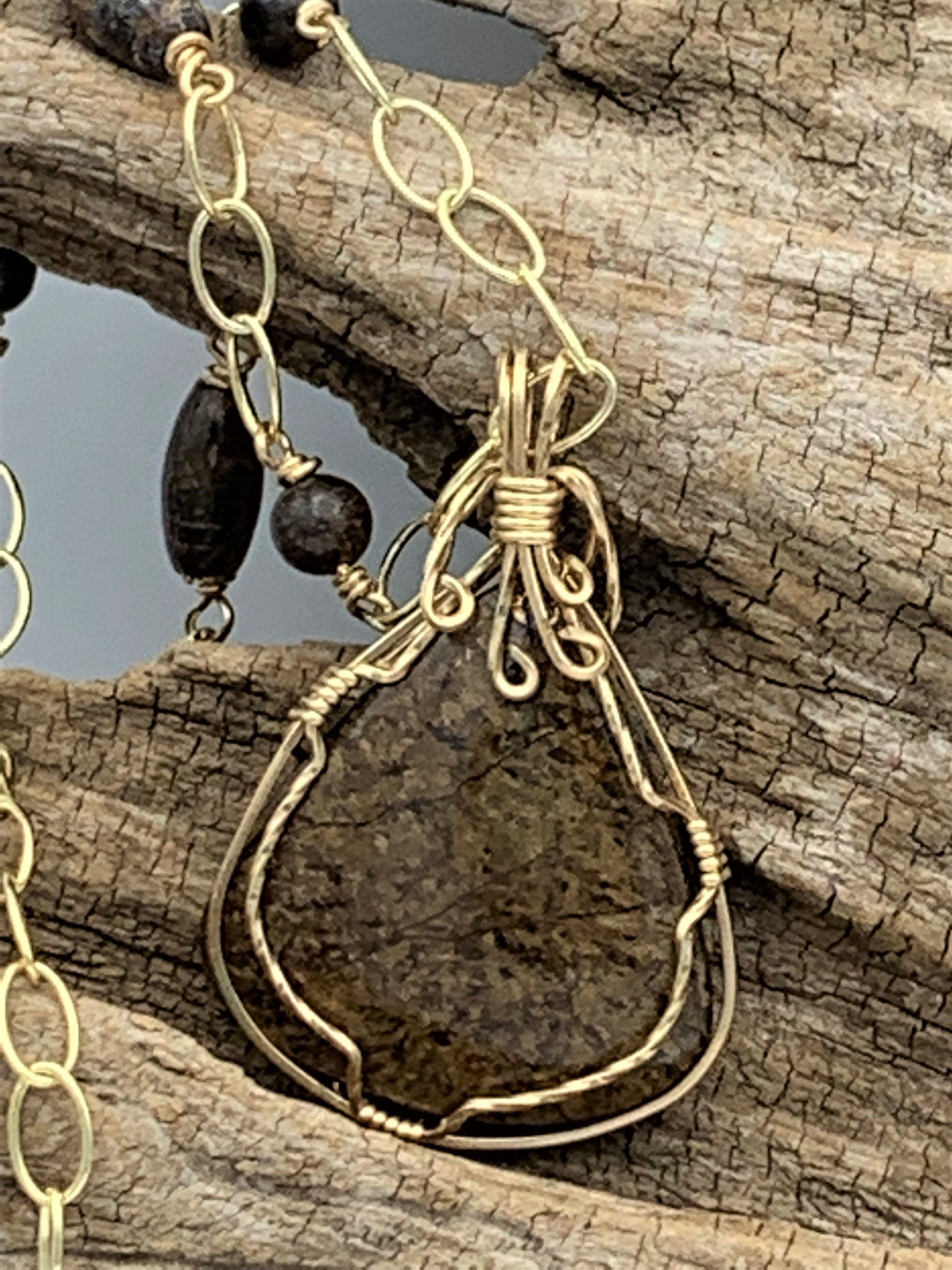 Bronzite Stone Pendant Necklace