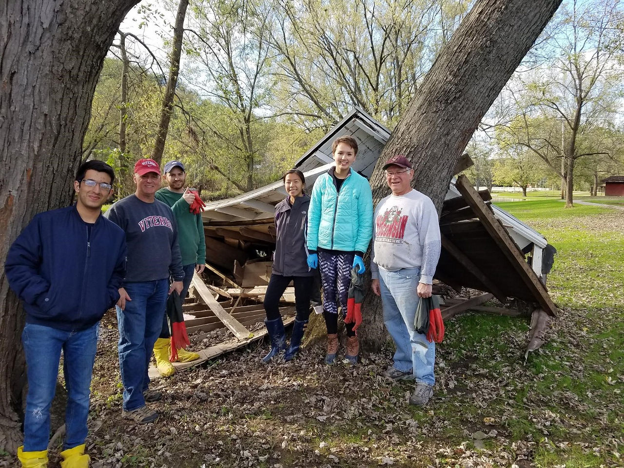 Students Halling Debris