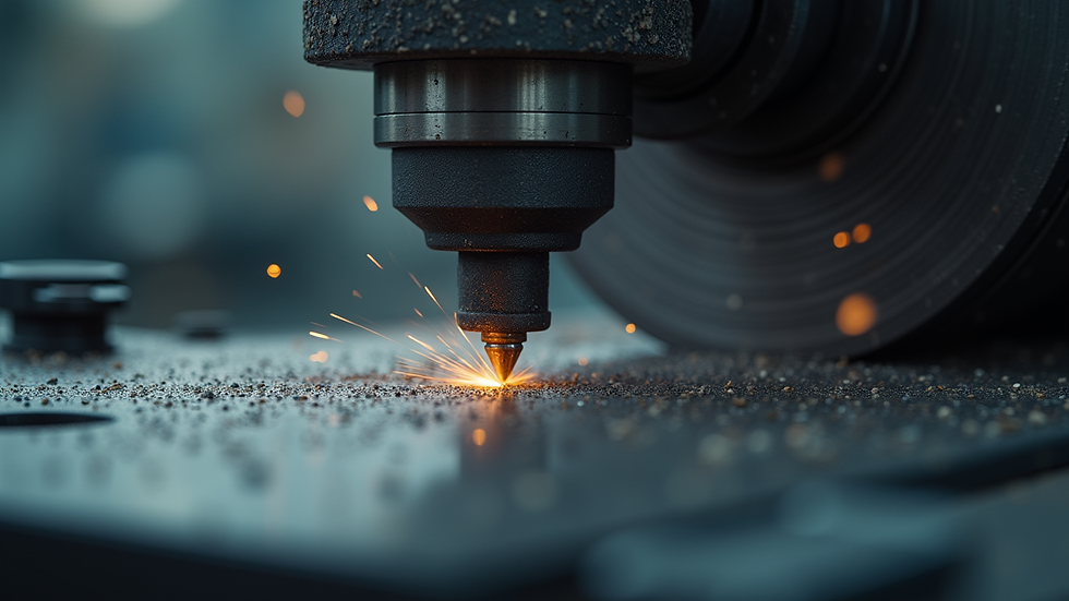Close-up view of a precision grinding machine in action