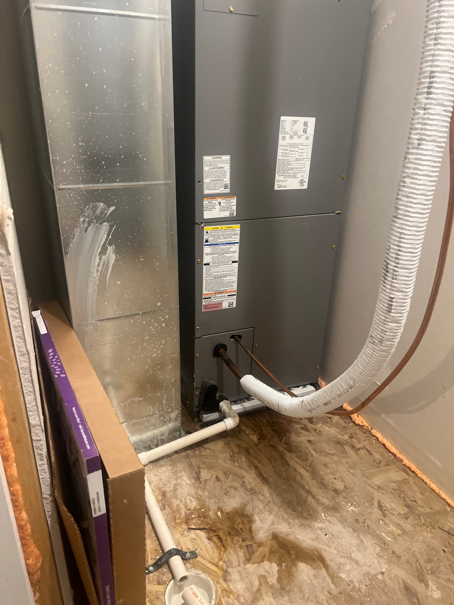 Image depicting solutions for hard water problems: a water conditioner softening hard water, a drinking water filter providing clean water, and basement drywall repair addressing water damage and odor removal, ensuring a healthy home environment.