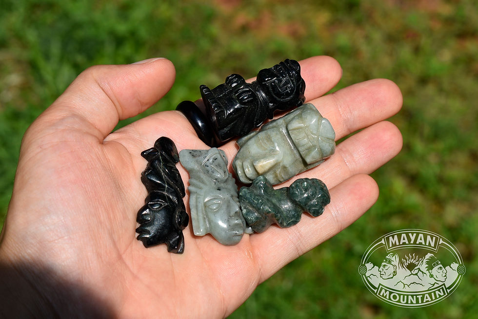 Thumbnail: MAYAN CARVING LOT Necklace Pendants Guatemalan Jadeite Jade Made in El Salvador