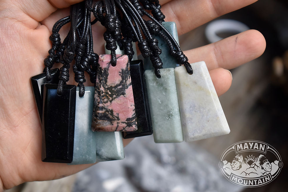 Thumbnail: LARGE FACETED JADE Necklace Pendants Guatemalan Jadeite Jade Made in El Salvador