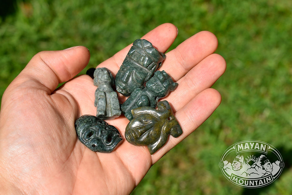 Thumbnail: MAYAN CARVING LOT Necklace Pendants Guatemalan Jadeite Jade Made in El Salvador