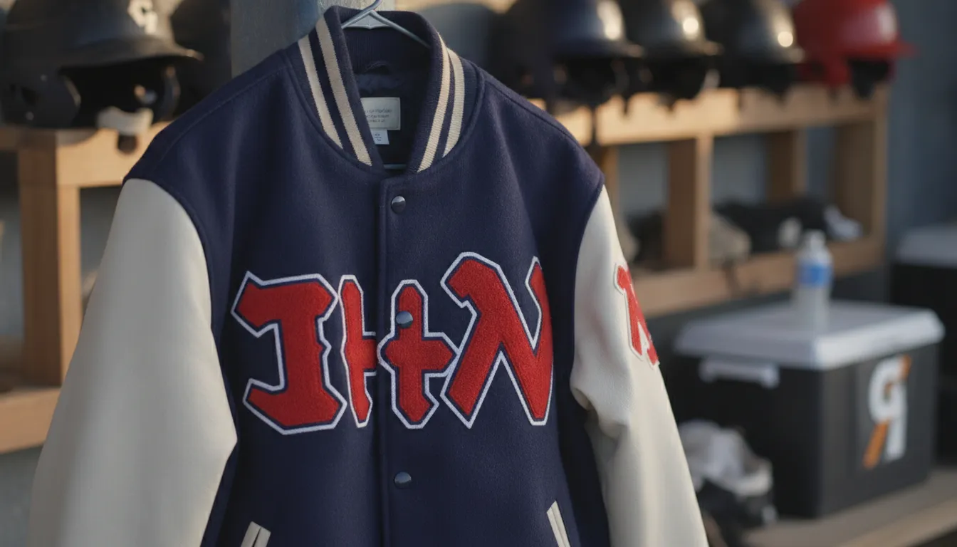 Custom team baseball jacket with tackle-twill lettering and team embroidery
