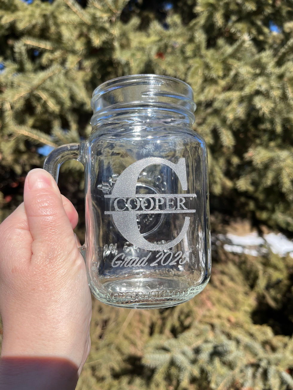 Etched mason jar glass