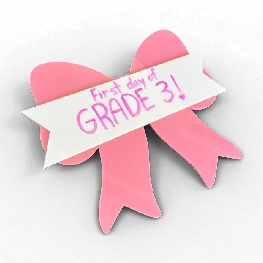Thumbnail: Cute bow back-to-school photo prop sign for kids, reusable school milestone board