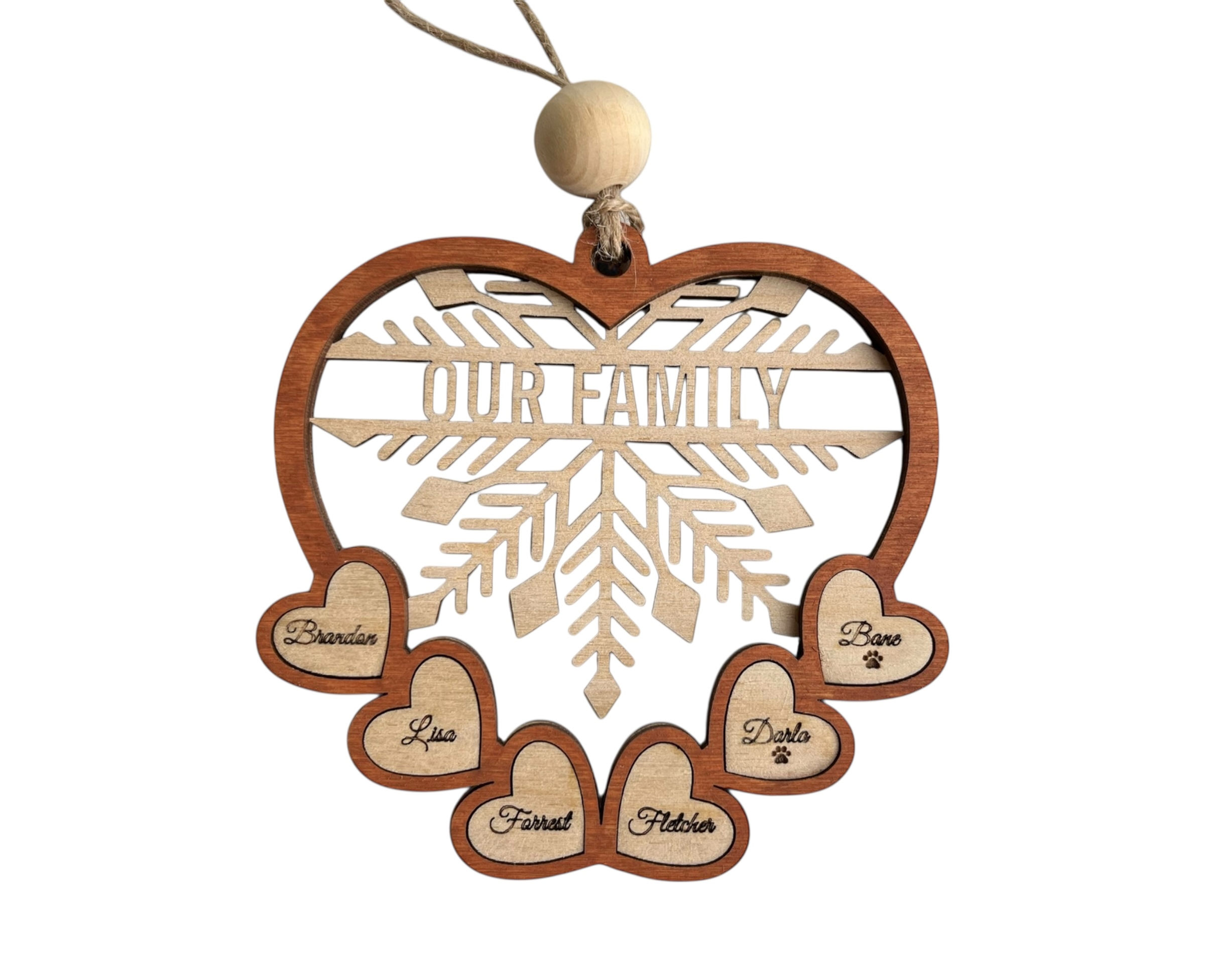 Personalized Our Family Christmas ornament with engraved names