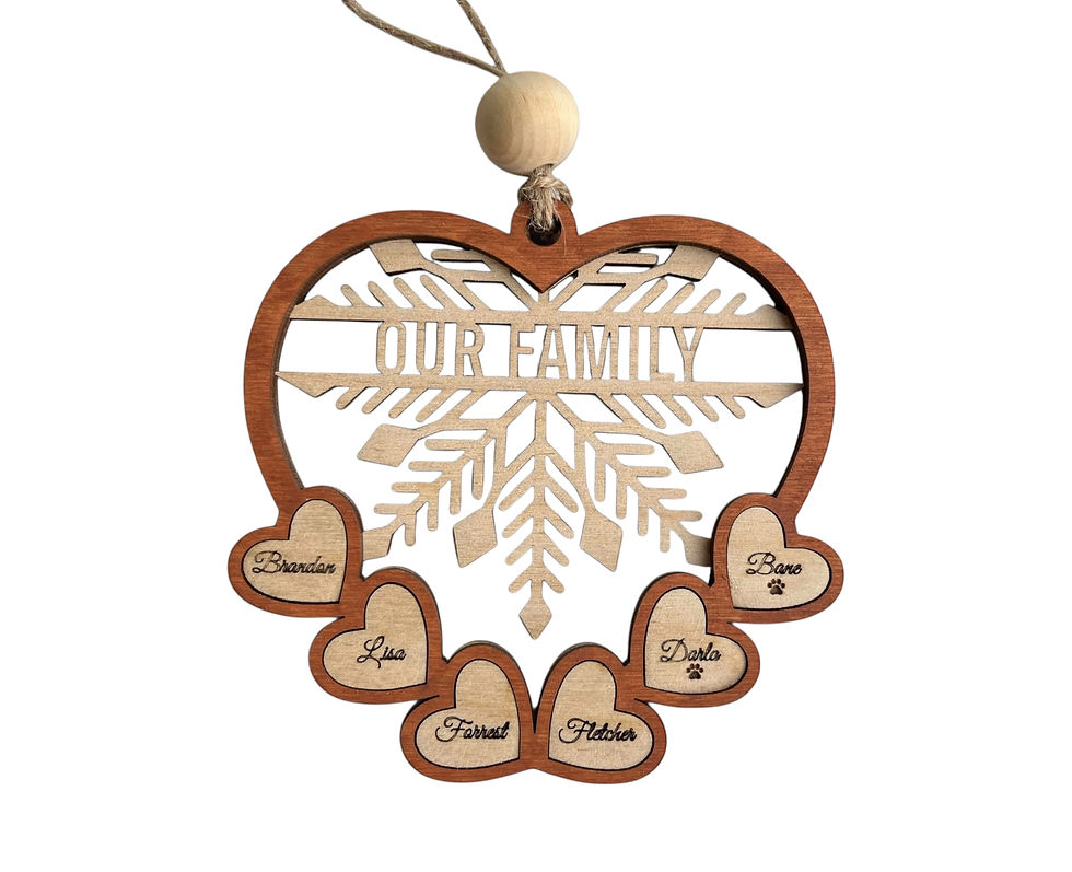 Personalized Our Family Christmas ornament with engraved names