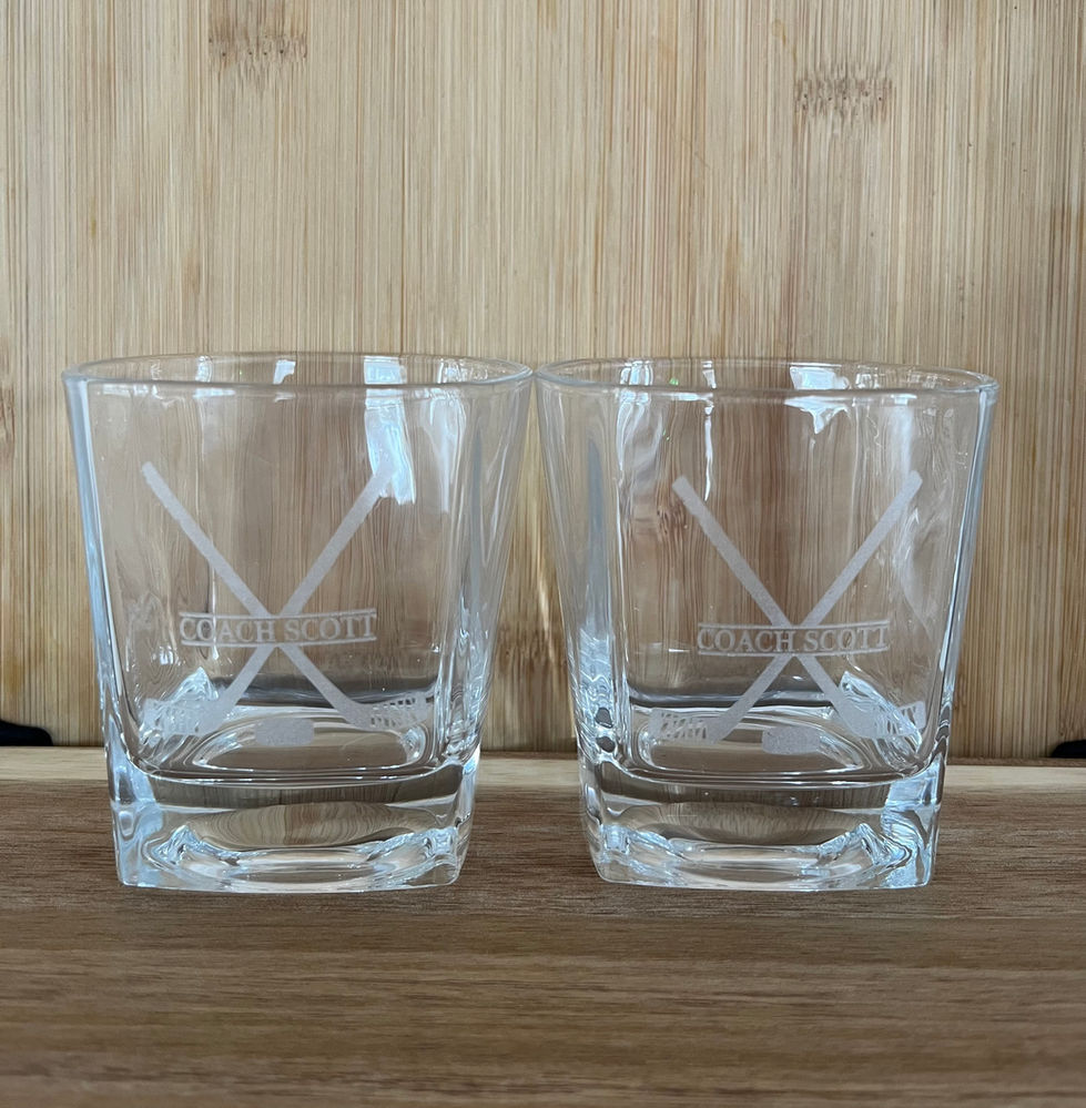Etched whiskey glasses.