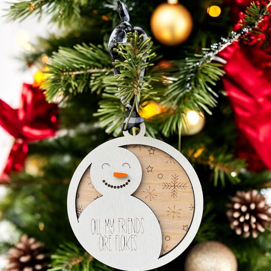 Thumbnail: Cute snowman ornament for Christmas tree – rustic holiday décor