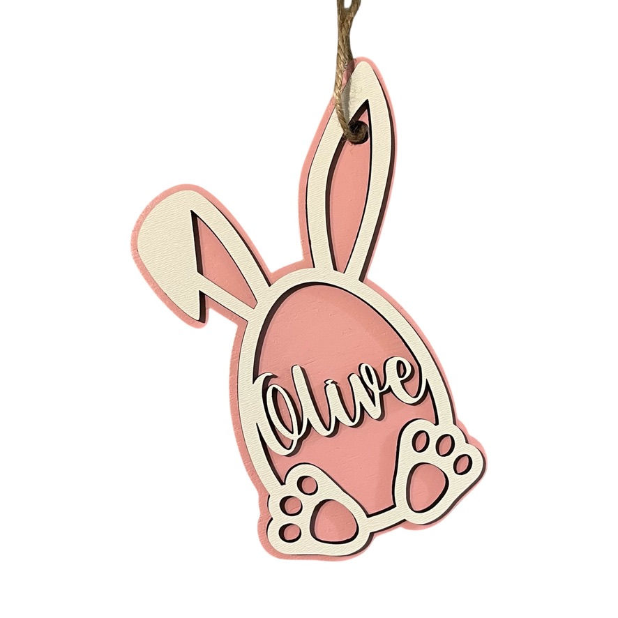Personalized wooden Easter bunny basket with child’s name