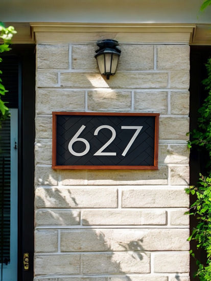 Herringbone backing house number sign