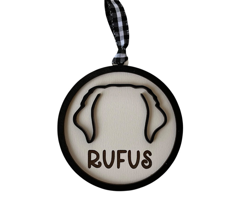 Personalized dog ear outline Christmas ornament with engraved name
