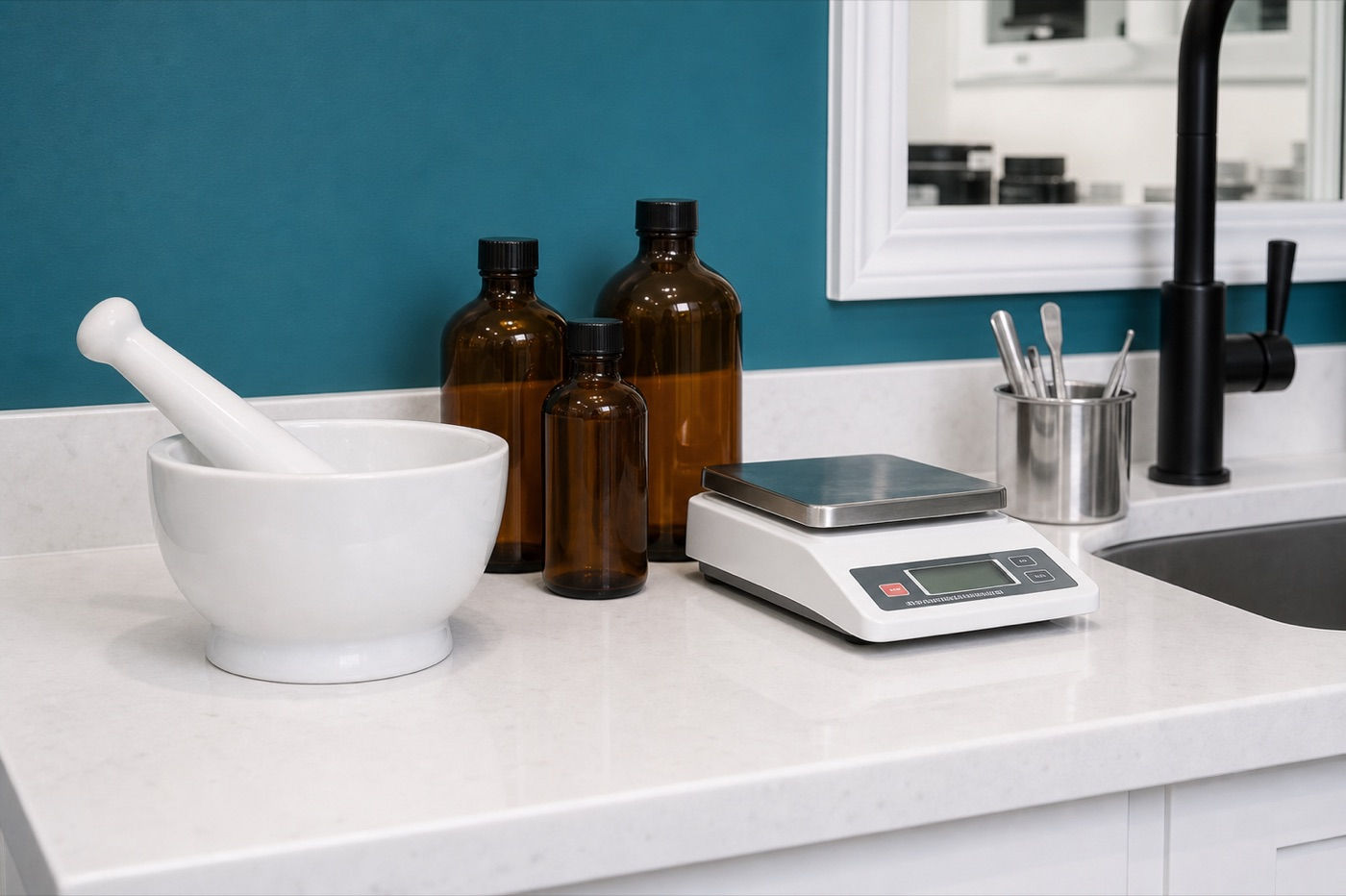 The compounding bench at Murray Shore Pharmacy