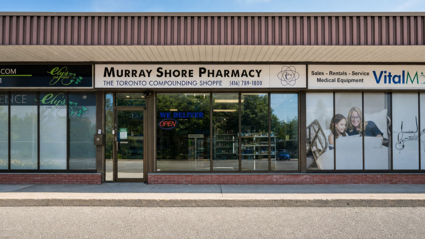 Murray Shore Pharmacy storefront at Bathurst and Baycrest