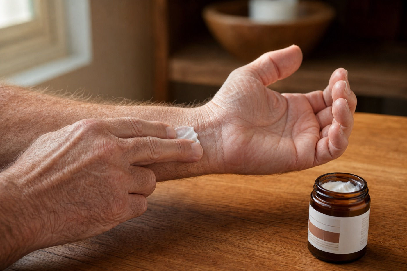 A compounded cream being applied to the skin