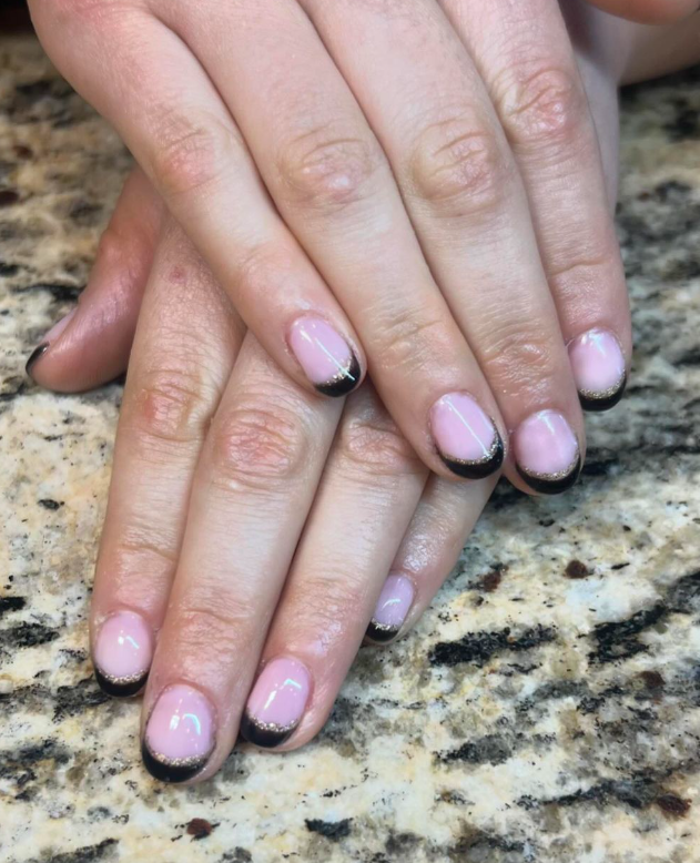 Gel Manicure with black french tips in Las Vegas and Summerlin Nevada