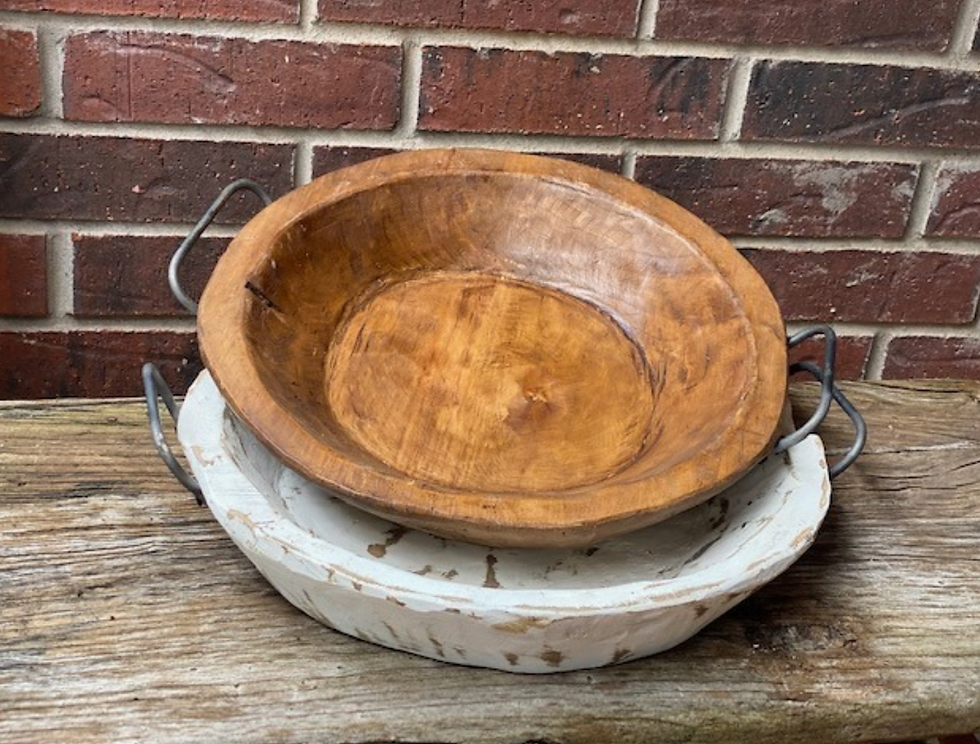 Thumbnail: Large Rustic Dough Bowl with Handles
