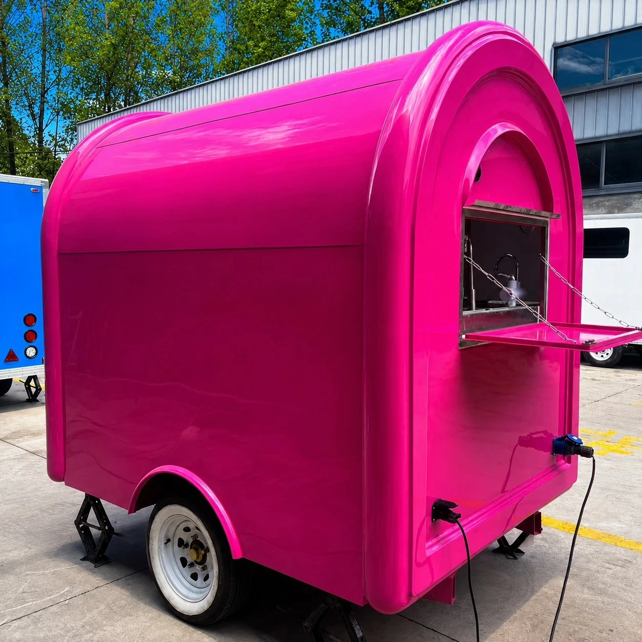 2026 Empire Trailers Pink Mobile Catering Food Trailer Single Axle Dual Serving Hatch Coffee kitchen trailers for sale — photo 6 of 9 | Prime Trail Trailers